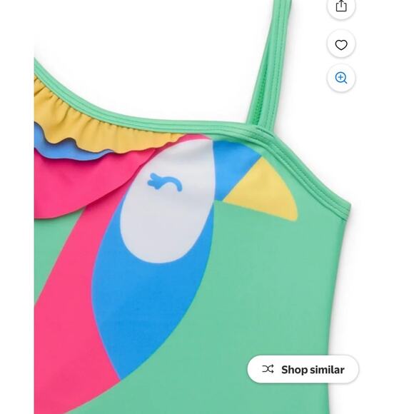 Wonder Nation Toddler Girl Ruffle One Shoulder Swimsuit 1-Pc Size 2T NEW Toucan - Picture 2 of 3